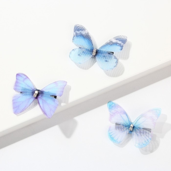 Заколки для волос бабочки &laquo;Нежность в каждом моменте&raquo;, 3 шт., 4,5 х 3,5 см