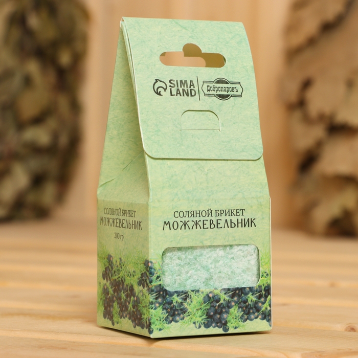 Соляной брикет куб Соляной брикет куб "Можжевельник" 200 г "Добропаровъ"