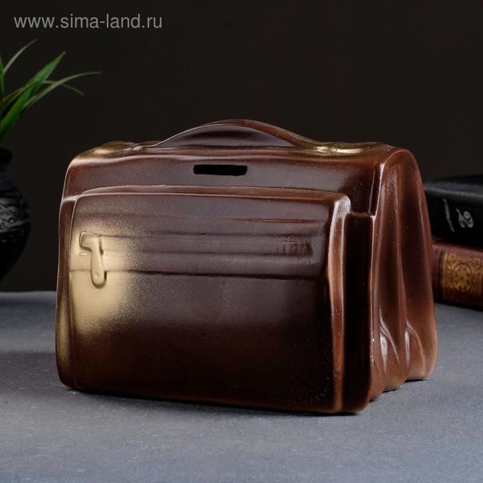 Копилка для денег &laquo;Барсетка&raquo;, коричневая, 17&times;10&times;14 см