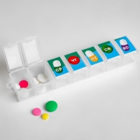 Таблетница &laquo;Неделя&raquo;, 7 секций, русские буквы, 15,5 х 3,4 см.