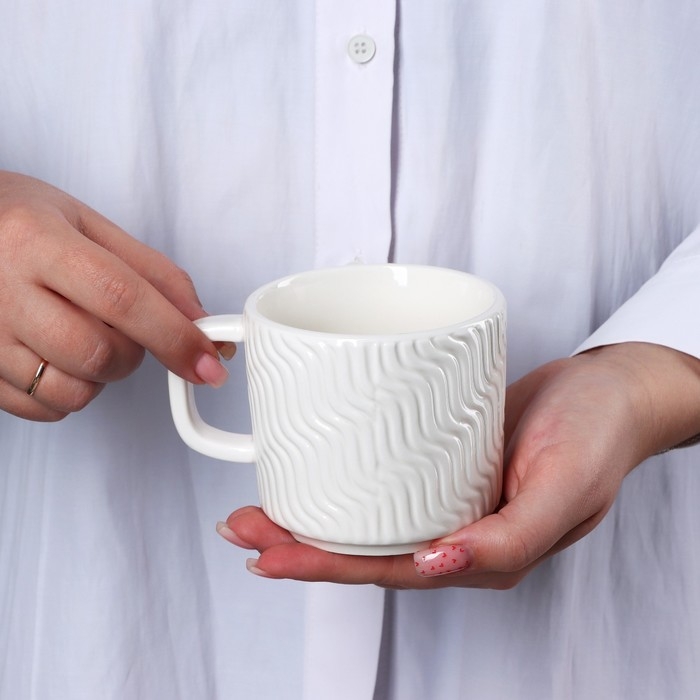 Кружка керамическая &laquo;Геометрия&raquo; белая, 260 мл, цвет белый
