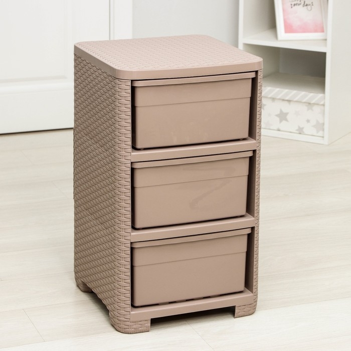 Комод 3-х секционный &laquo;Плетёнка&raquo;, 37,5&times;36&times;63 см, цвет какао