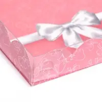 Коробка для печенья, &laquo;Серебристый бант&raquo; 15&times;15&times;3 см