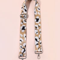 Ручка для сумки стропа с караб-ми 140&plusmn;1*3,8см орнамент леопард бежевый/серебряный АУ