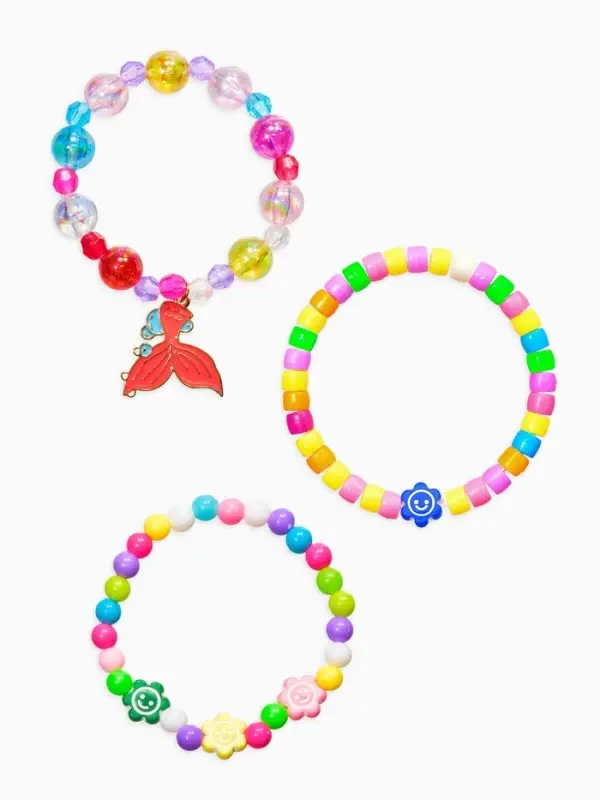 Браслет детский &laquo;Выбражулька&raquo;, 3 шт. набор, хвост русалки, бусины, цветной