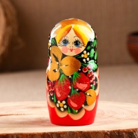 Матрёшка &laquo;Земляничка&raquo;, чёрный платок, 5 кукольная, 18 см