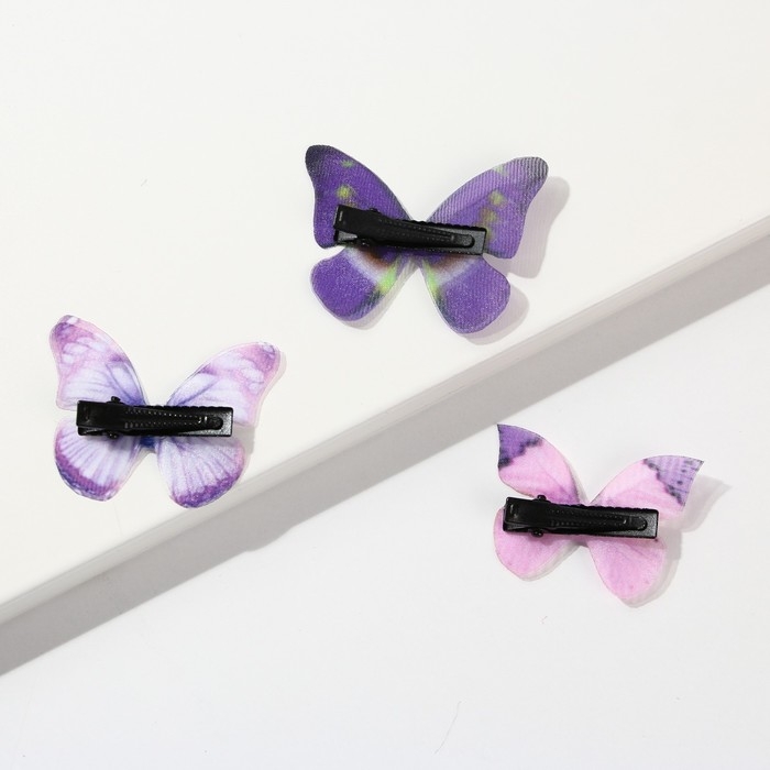 Заколки для волос бабочки &laquo;Маленькая радость&raquo;, 3 шт., 4,5 х 3,5 см