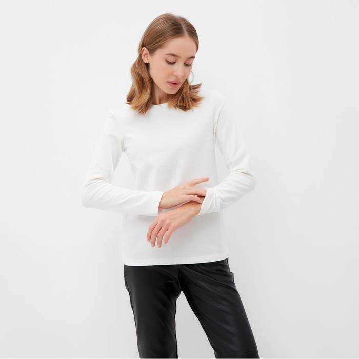 Лонгслив женский MINAKU: Basic line цвет экрю, размер 44 Лонгслив женский MINAKU: Basic line цвет экрю, размер 44