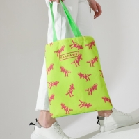 Сумка-шопер Динозавр без молнии, без подкладки, цвет зелёный/жёлтый
