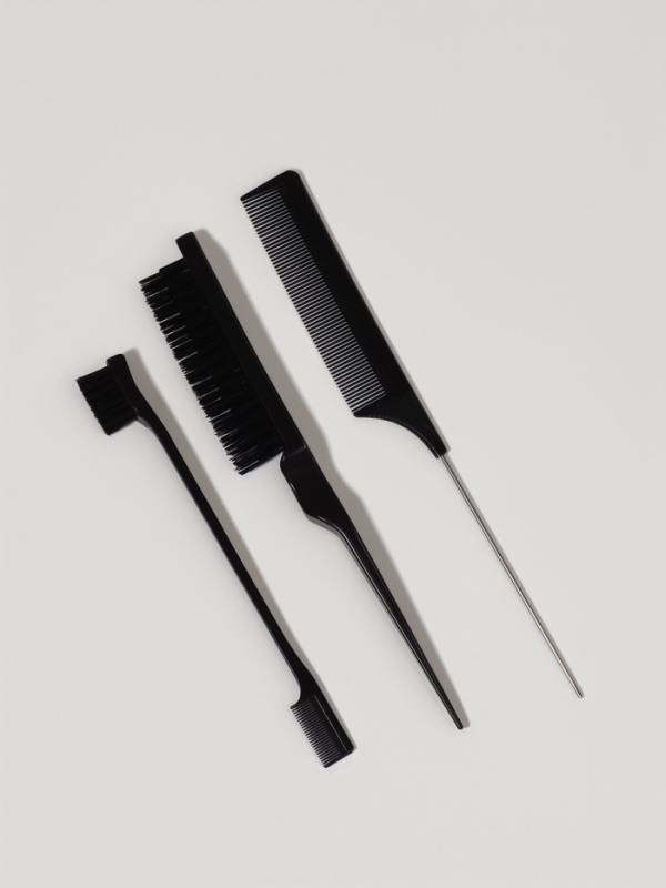 Набор расчесок 3 предмета (щетка, с хвостиком, мини-щетка) пластик черный пакет QF