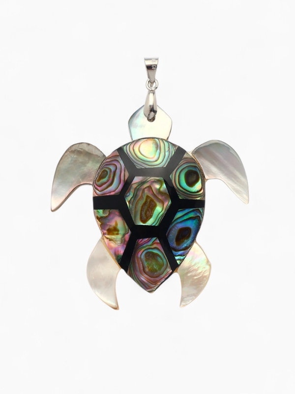 Подвеска &laquo;Галиотис&raquo; черепаха, цветная в серебре