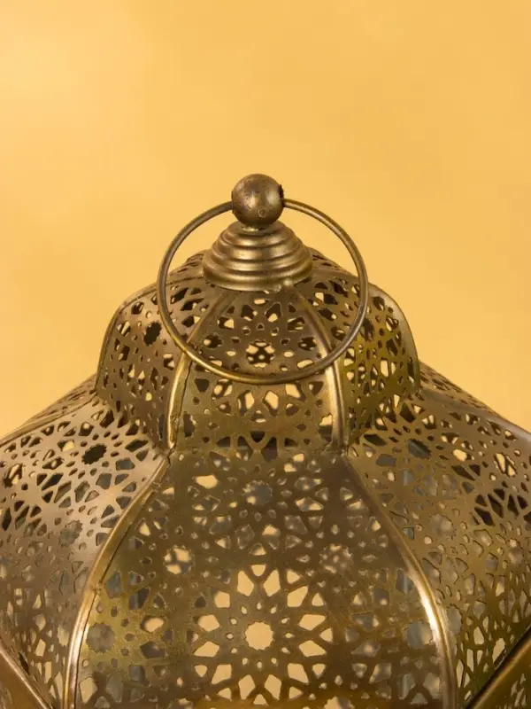 Подсвечник фонарь "Золотое кружево" железо 25х25х43,5 см