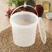 Ведро пластиковое одноразовое с крышкой &laquo;Для солений&raquo;, 2,8 л, d=17 см, прозрачное, 120 шт/уп