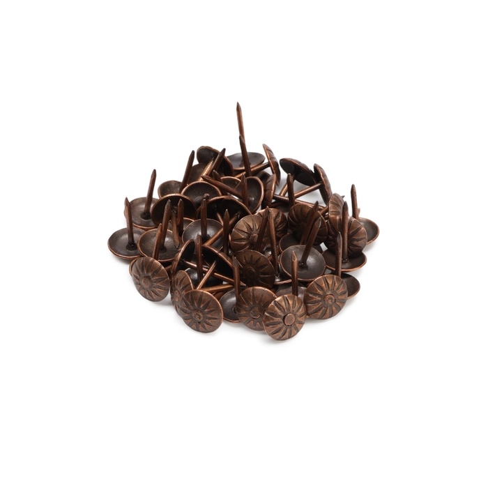 Гвозди ТУНДРА, декоративные, обивочные, фактурные, 11х16 мм, медь, 100 шт Гвозди ТУНДРА, декоративные, обивочные, фактурные, 11х16 мм, медь, 100 шт
