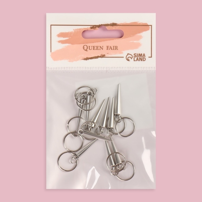 Пирсинг для волос &laquo;Клин&raquo;, 4,1 &times; 1,3 см, 10 шт, цвет серебристый