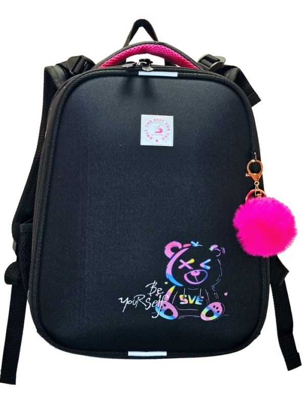 Рюкзак каркасный, школьный, 38&times;30&times;16 см, эргономичная спинка &laquo;Неоновый медведь&raquo;