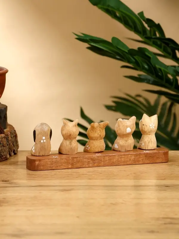 Сувенир &laquo;Зверушки на скамейке&raquo;, 18&times;6&times;4.5 см, дерево, коричневый