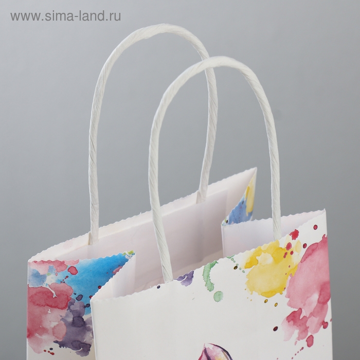 Пакет подарочный крафт, упаковка, &laquo;Счастье ждёт тебя&raquo;, 12 х 21 х 9 см