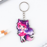 Брелок для ключей аниме &laquo;Девочка с ушками&raquo; деревянный