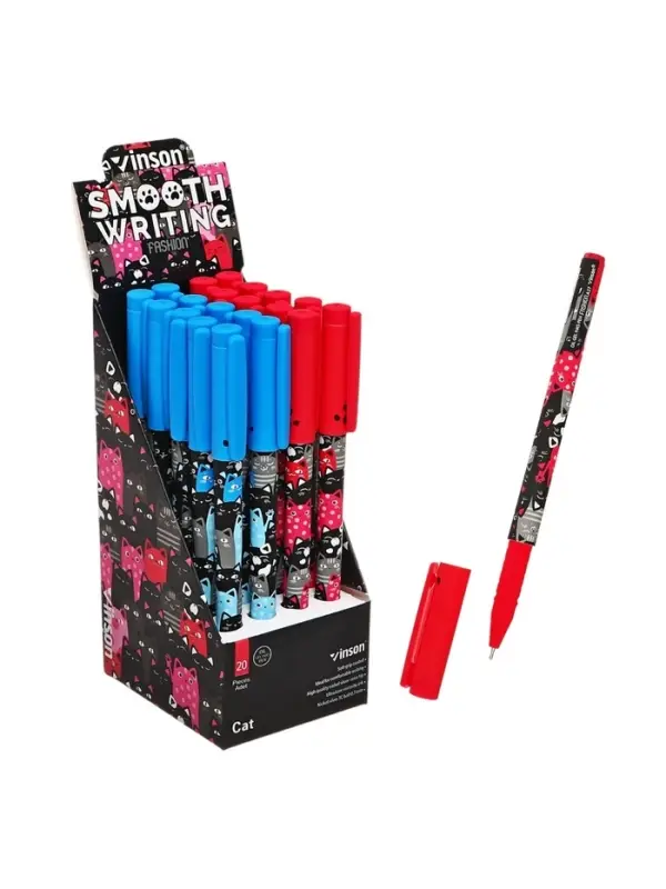 Ручка шариковая маслянная 0,7мм, корпус софттач с рисунком "Vinson" синяя