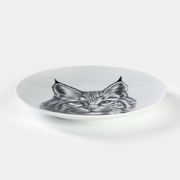 Тарелка фарфоровая &laquo;Рысь&raquo;, d=24 см, белая