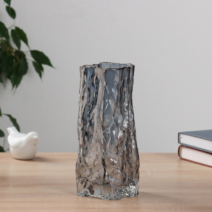 Ваза стекло настольная "Элоди" 21х10,5 см, серебро