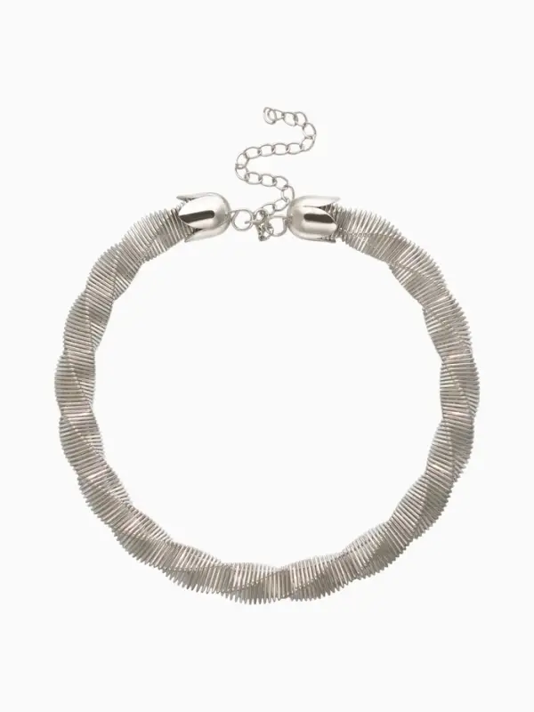 Чокер &laquo;Обруч&raquo; кручённый, цвет серебро