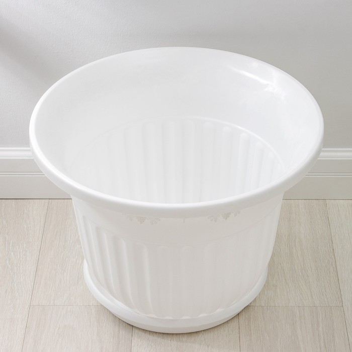 Горшок с поддоном «Лозанна», 40 л, цвет белый Горшок с поддоном «Лозанна», 40 л, цвет белый