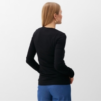 Лонгслив женский со сборкой MINAKU: Casual Collection цвет чёрный, р-р 46 Лонгслив женский со сборкой MINAKU: Casual Collection цвет чёрный, р-р 46