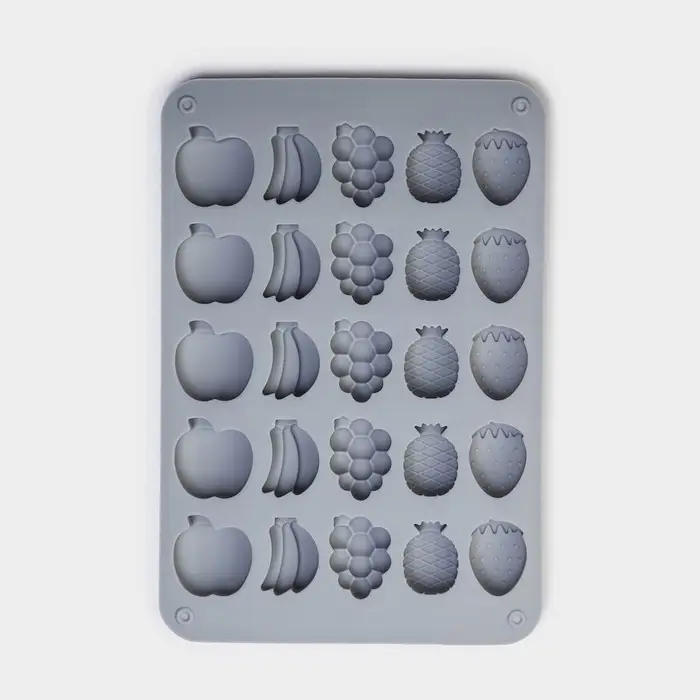 Форма для мармелада Доляна &laquo;Фрукты&raquo;, силикон, 21,3&times;14,4&times;1,5 см, 25 ячеек (3&times;2 см), цвет серый