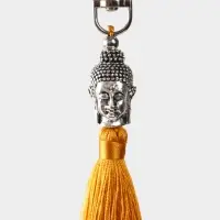 Брелок-кисточка "Будда" 17 см, цв. золотистый, серебристый
