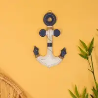 Декор интерьерный "Якорь" дерево 23х2х40 см, цв. бело-синий