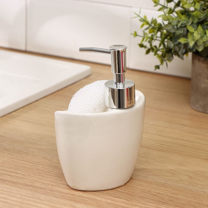 Дозатор для моющего средства с подставкой для губки Доляна &laquo;Лаванда&raquo;, 260 мл