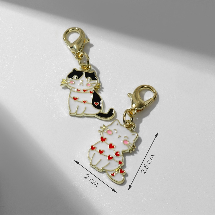 Шарм &laquo;Неразлучники&raquo; кошечки, цветной в золоте