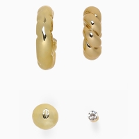 Набор серьги и каффы 4 шт &laquo;Мятые&raquo; переплетение, цвет золото