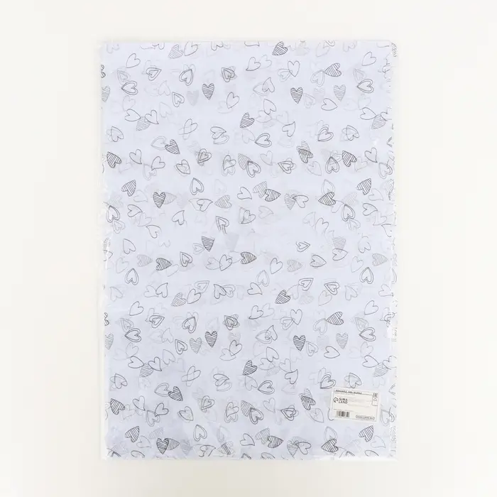 Бумага упаковочная тишью, &laquo;Сердечки&raquo;, 50 см &times; 70 см 17 грамм, белая