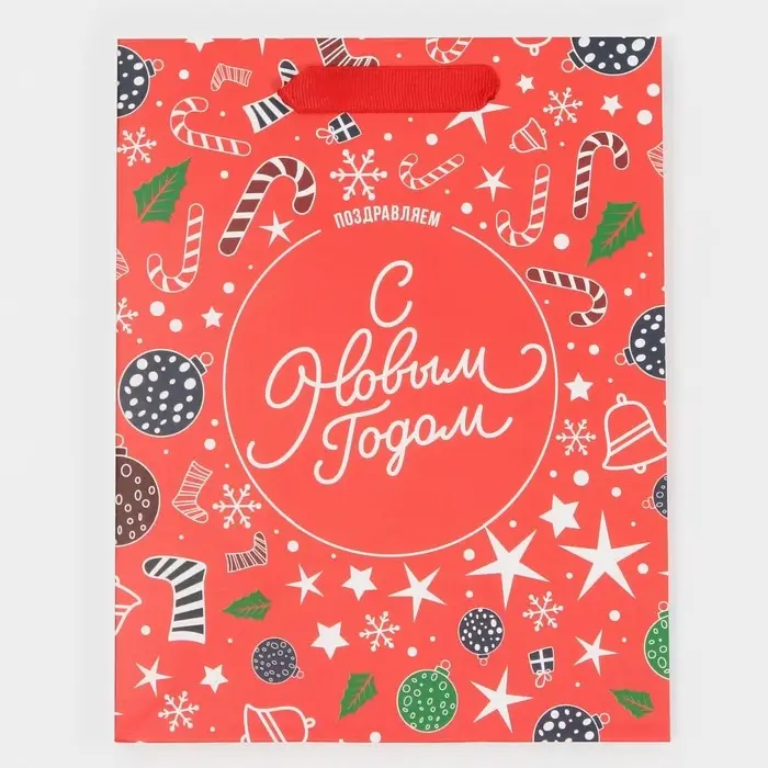 Пакет подарочный новогодний ламинированный &laquo;Снежинки&raquo;, MS 18 х 23 х 10 см