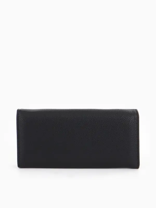 Кошелек жен 06-01-01 Июнь2522, 19*3*10 см, 3 отд+отд/молн, д/карт, д/монет, на магните черн   109097