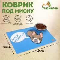 Коврик под миску "Пижон" с нескользящим основанием, 43 х 28 см, "Когда кушать?"
