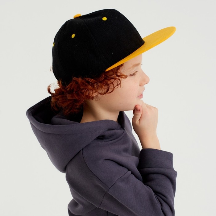 Бейсболка с прямым козырьком для мальчика MINAKU, размер 54, цвет чёрный/жёлтый