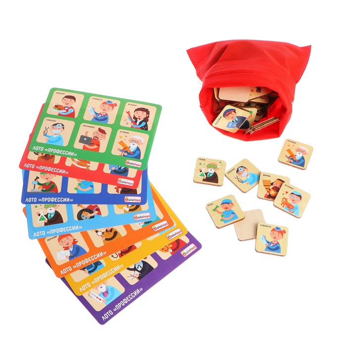 Лото &laquo;Профессии&raquo; 42 фишки, 7 карточек: 22,5&times;13,5&times;5 см
