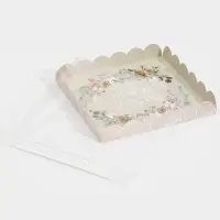 Коробка для кондитерских изделий с пластиковой крышкой &laquo;Акварель&raquo;, 21 х 21 х 3 см