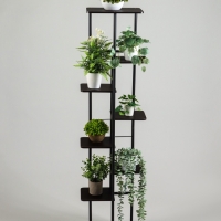 Подставка для цветов Greengo, 8 полок, 36 &times; 23 &times; 136 см, напольная, каркас металл, полки МДФ, чёрная