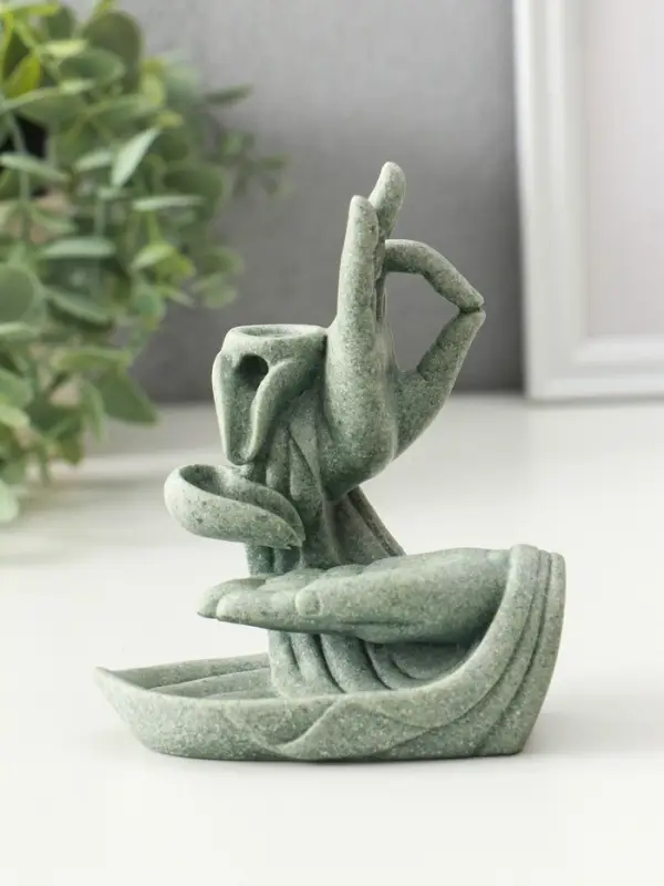 Подставка под благовония песчаник "Мудра Витарка - Колесо учения" 5,5х10,3х11,5 см