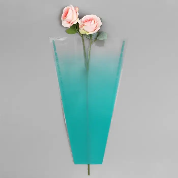 Пакет конус для цветов, &laquo;Переход&raquo;, 29+10&times;45 см, зелёный