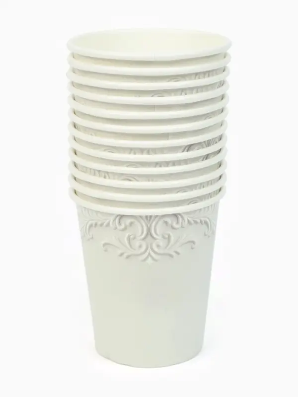 МП Набор бумажной посуды "Керамика белый, узоры", 12 персон