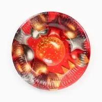Тарелка одноразовая бумажная &laquo;Воздушные шары фольга&raquo;, красная 18 см