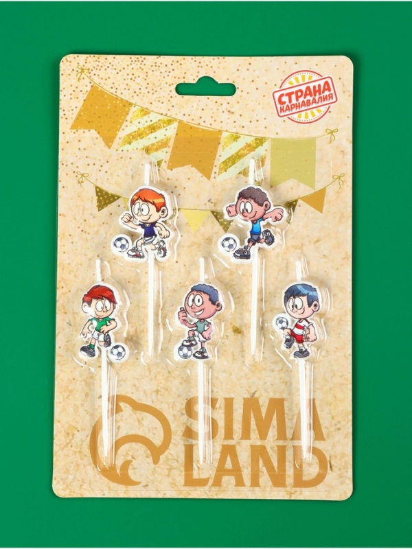 Набор свечей в торт "Футболисты", 5 шт, 5 см, на шпажке