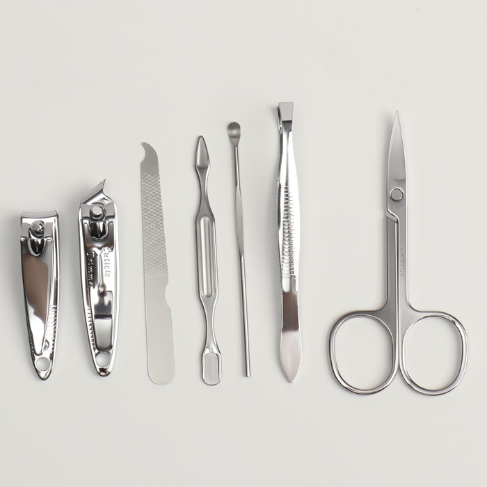 Набор маникюрный &laquo;Мур-мяу&raquo;, 7 предметов, в футляре, цвет чёрный/белый