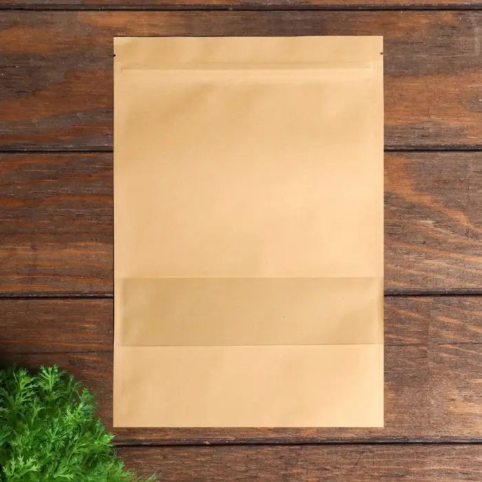 Пакет Zip - lock Крафт с прямоугольным окном, плоский, 20&times;30 см